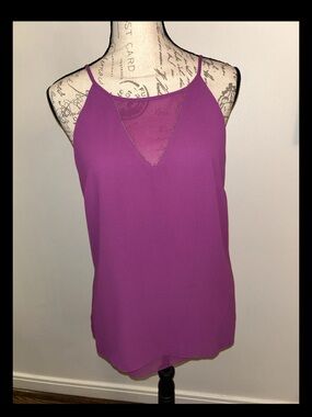 White House Black Market Magenta Spaghetti-Strap V-Neck Cami